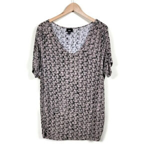 Mossimo Short Sleeve‎ Printed Blouse Womans Size M Neutral